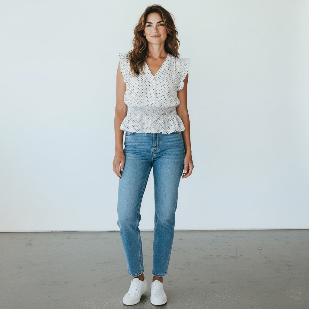 White with black polka dots Tommy Hilfiger Women-Tops, Large